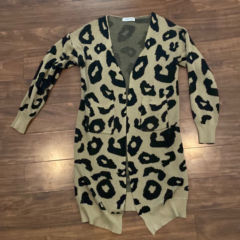Cheetah print duster cardigan